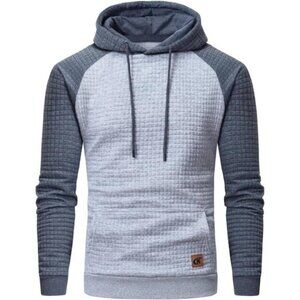 Plaid Pullover Hoodie Men's Long Sleeve Drawstring Hipster